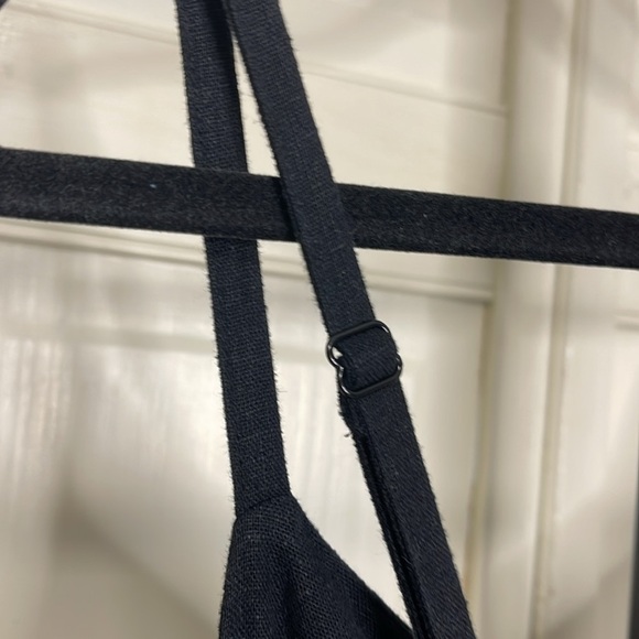 Old Navy Women’s Tie Front Size XL Navy Blue Sleeveless Linen Blend Shift Dress - Picture 8 of 9